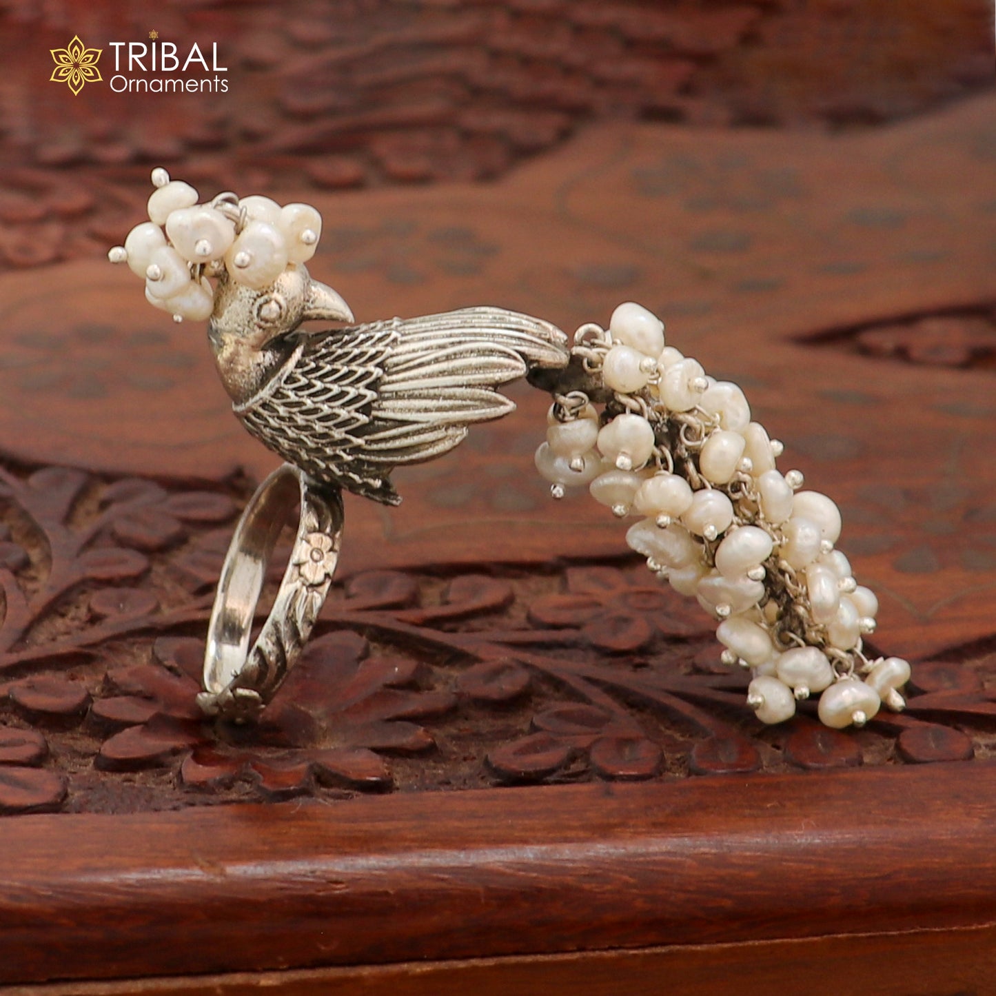 925 sterling silver peacock design ring with adjustable size traditional jewelry sr829