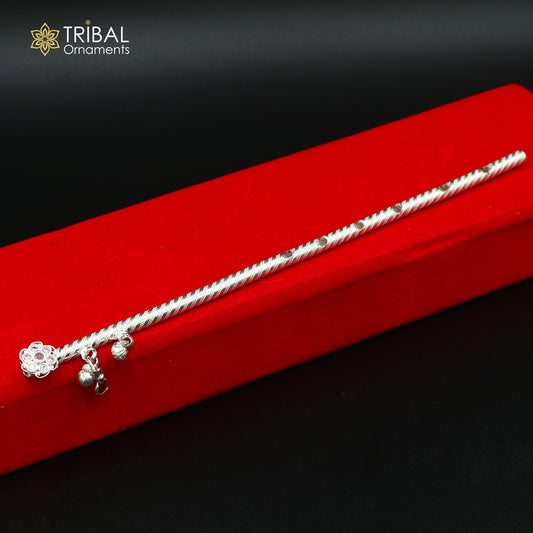 7.8"  925 sterling silver flower design bansuri laddu Gopala flute, Krishna flute su1372