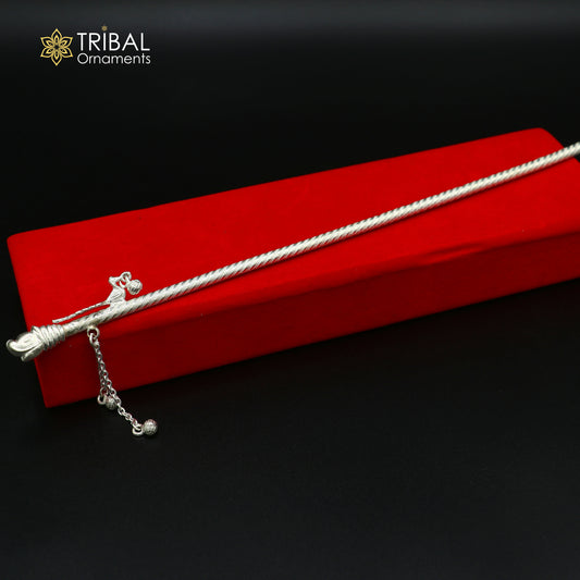 11"  925 sterling silver elephant design bansuri laddu Gopala flute, Krishna flute su1374