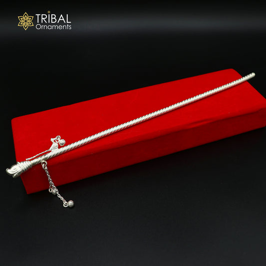 11"  925 sterling silver elephant design bansuri laddu Gopala flute, Krishna flute su1374