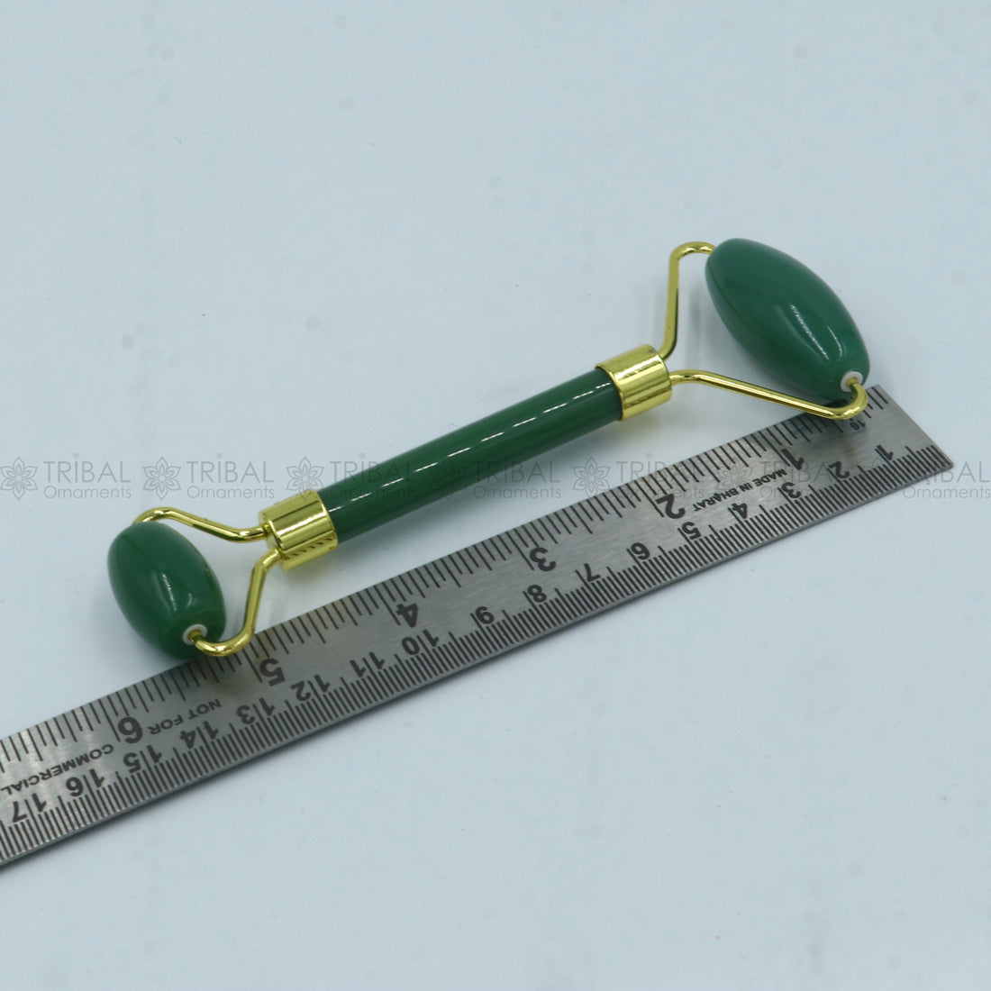 Facial Massage Roller  handmade Natural Green jade roller  Facial Massage Roller for Body, Face, Neck, Eyes art796 - TRIBAL ORNAMENTS