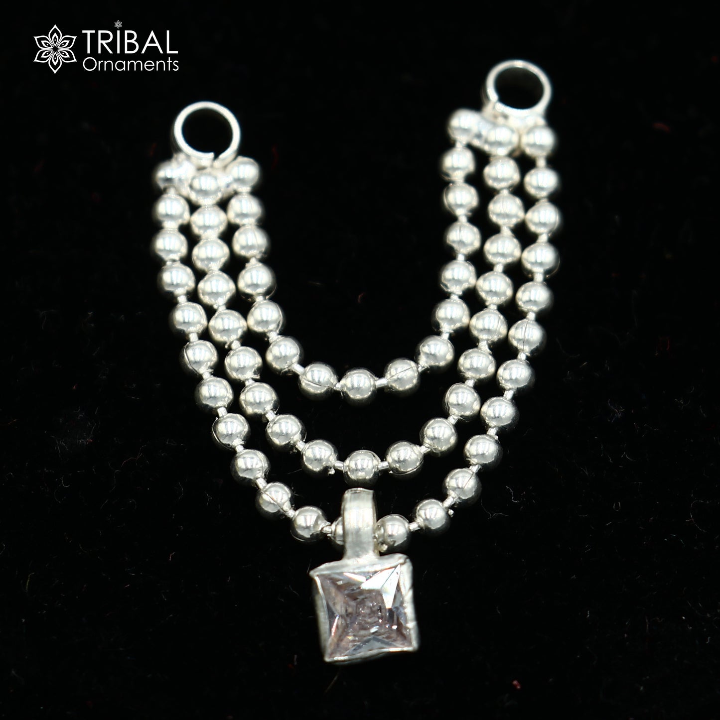 925 sterling silver 3 line beaded chain necklace for Lord Krishna Laddu Gopala jewelry set749