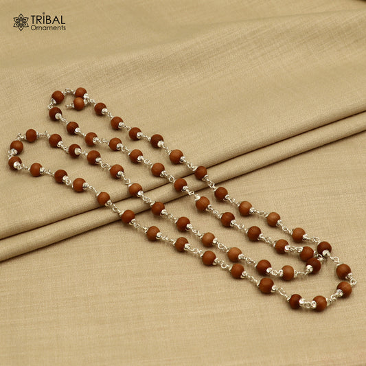 54 / 108 beads chandan mala navkar jaap mala 925 solid silver chanting necklace ch621