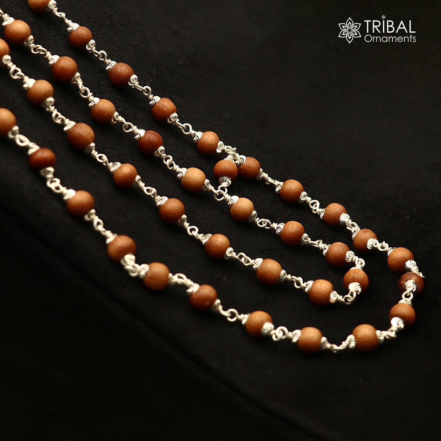 54 / 108 beads chandan mala navkar jaap mala 925 solid silver chanting necklace ch621