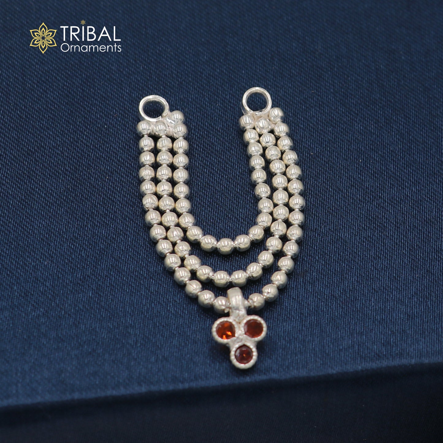 925 sterling silver 3 line beaded chain necklace for Lord Krishna Laddu Gopala jewelry set758