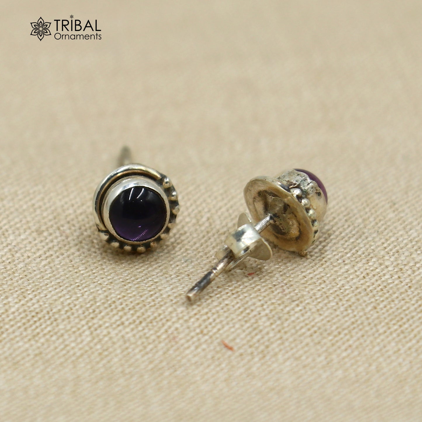 925 sterling silver gorgeous round shape amethyst stone stud earring best unisex jewelry s1405