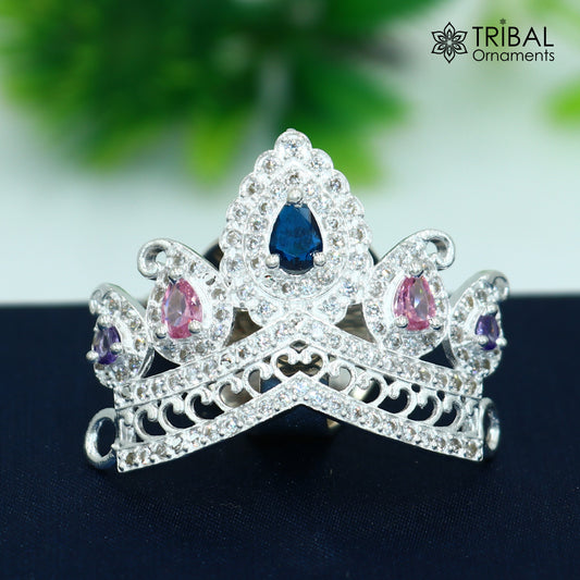 925 sterling silver antique stone design silver mukut (crown), amazing god crown temple god art sm53