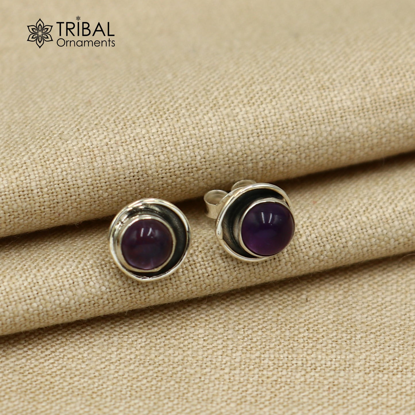 925 sterling silver gorgeous round shape amethyst stone stud earring best unisex jewelry s1410