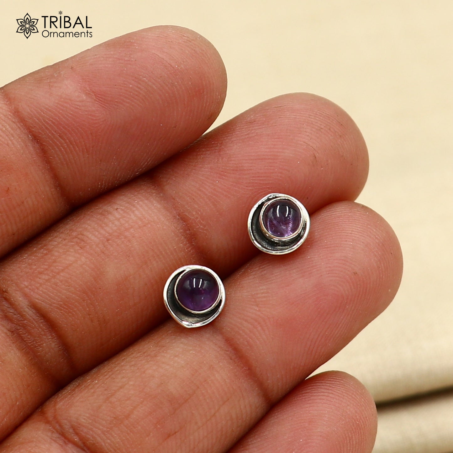 925 sterling silver gorgeous round shape amethyst stone stud earring best unisex jewelry s1410