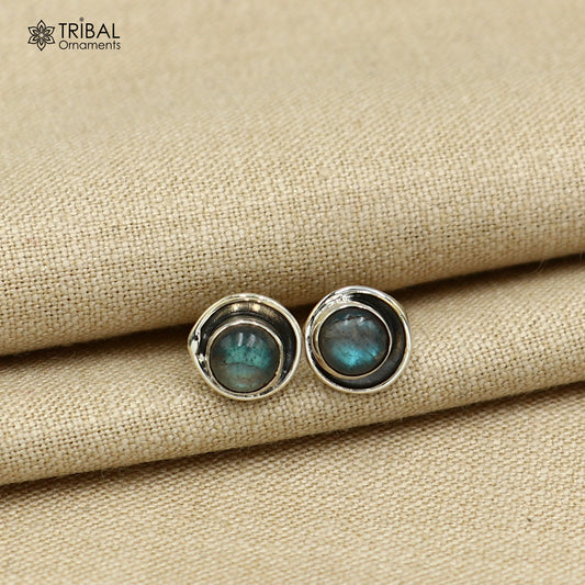 925 sterling silver gorgeous round labradorite stone stud earring best unisex jewelry s1411