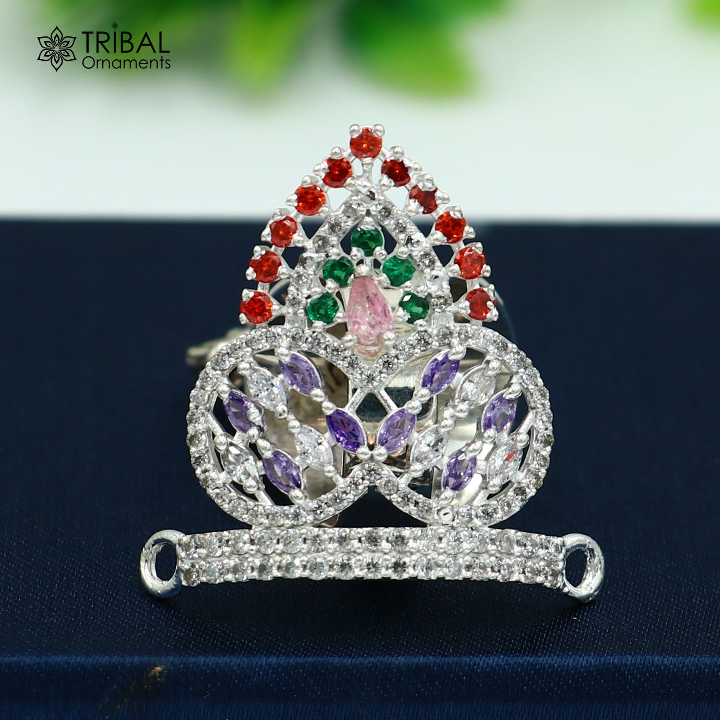 925 sterling silver antique stone design silver mukut (crown), amazing god crown temple god art sm57