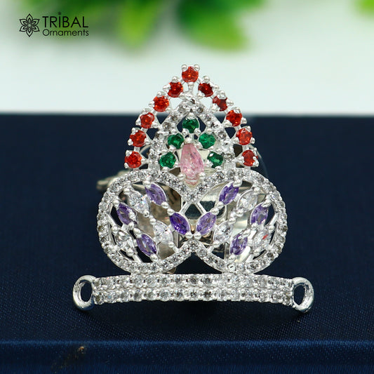925 sterling silver antique stone design silver mukut (crown), amazing god crown temple god art sm57