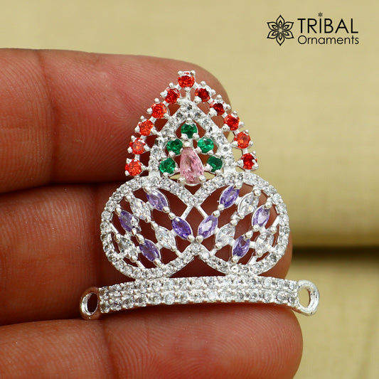 925 sterling silver antique stone design silver mukut (crown), amazing god crown temple god art sm57