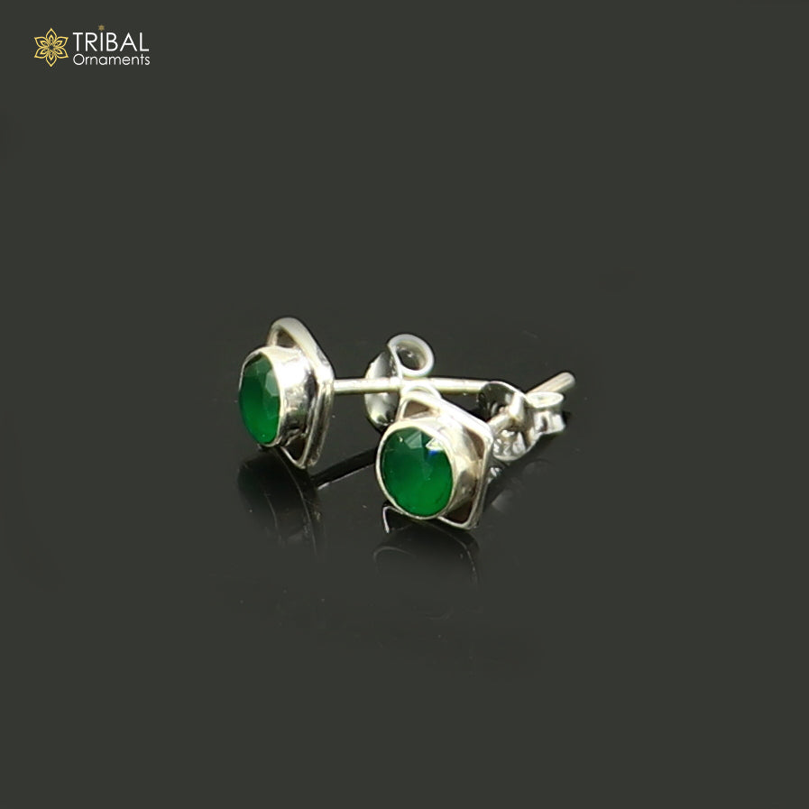 925 sterling silver gorgeous square shape green onyx stone stud earring best unisex jewelry s1413