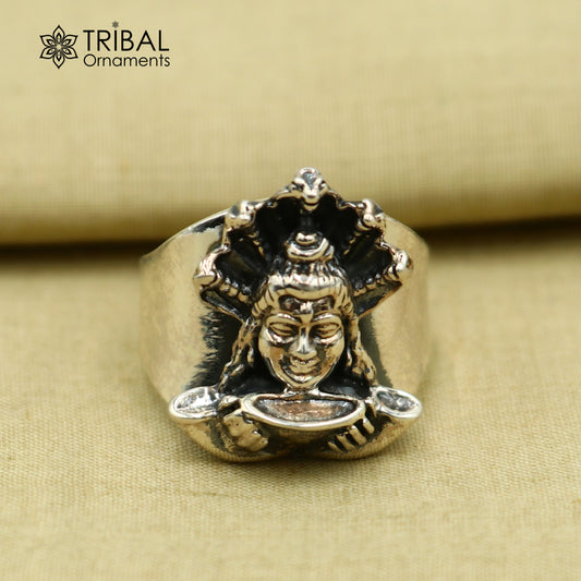 925 sterling silver  stylish mahakal design adjustable ring Jewelry sr809