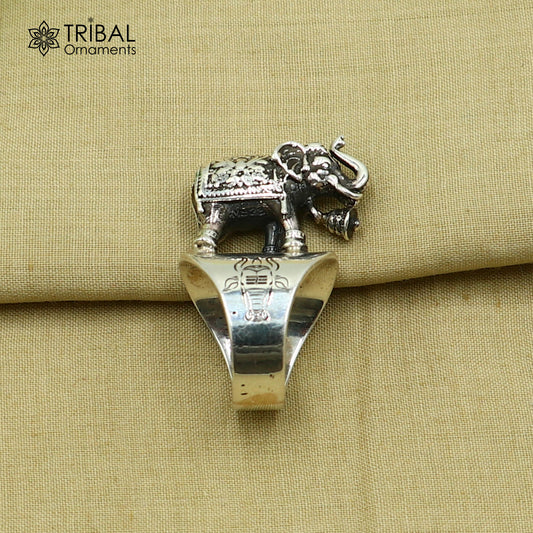 925 sterling silver stylish elephant design adjustable ring unisex Jewelry sr810