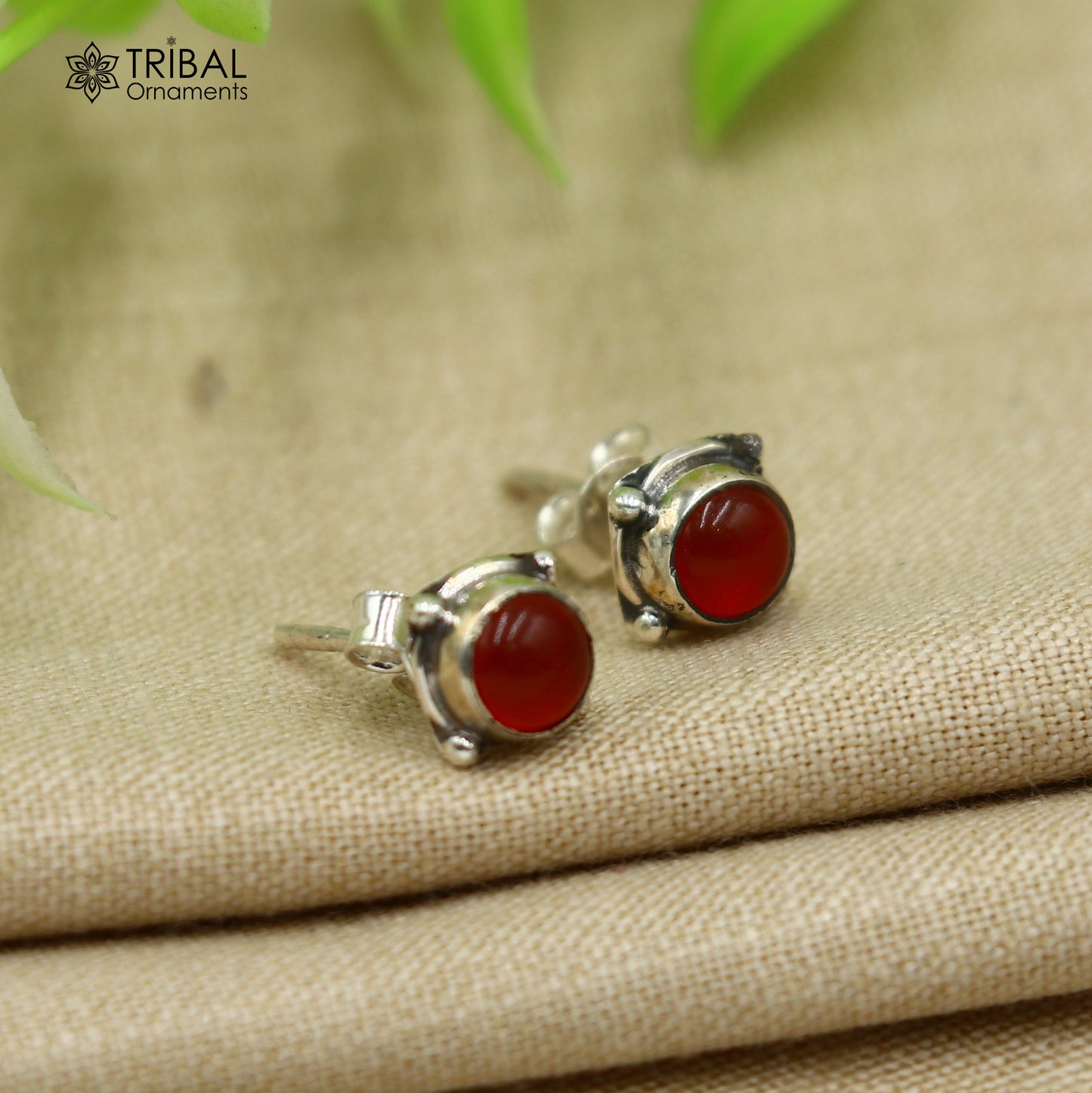 925 sterling silver gorgeous round shape red carnelian stone stud earring best unisex jewelry s1415
