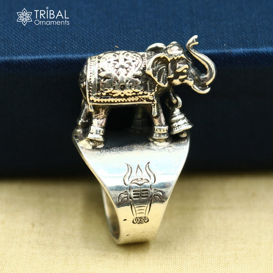 925 sterling silver stylish elephant design adjustable ring unisex Jewelry sr810