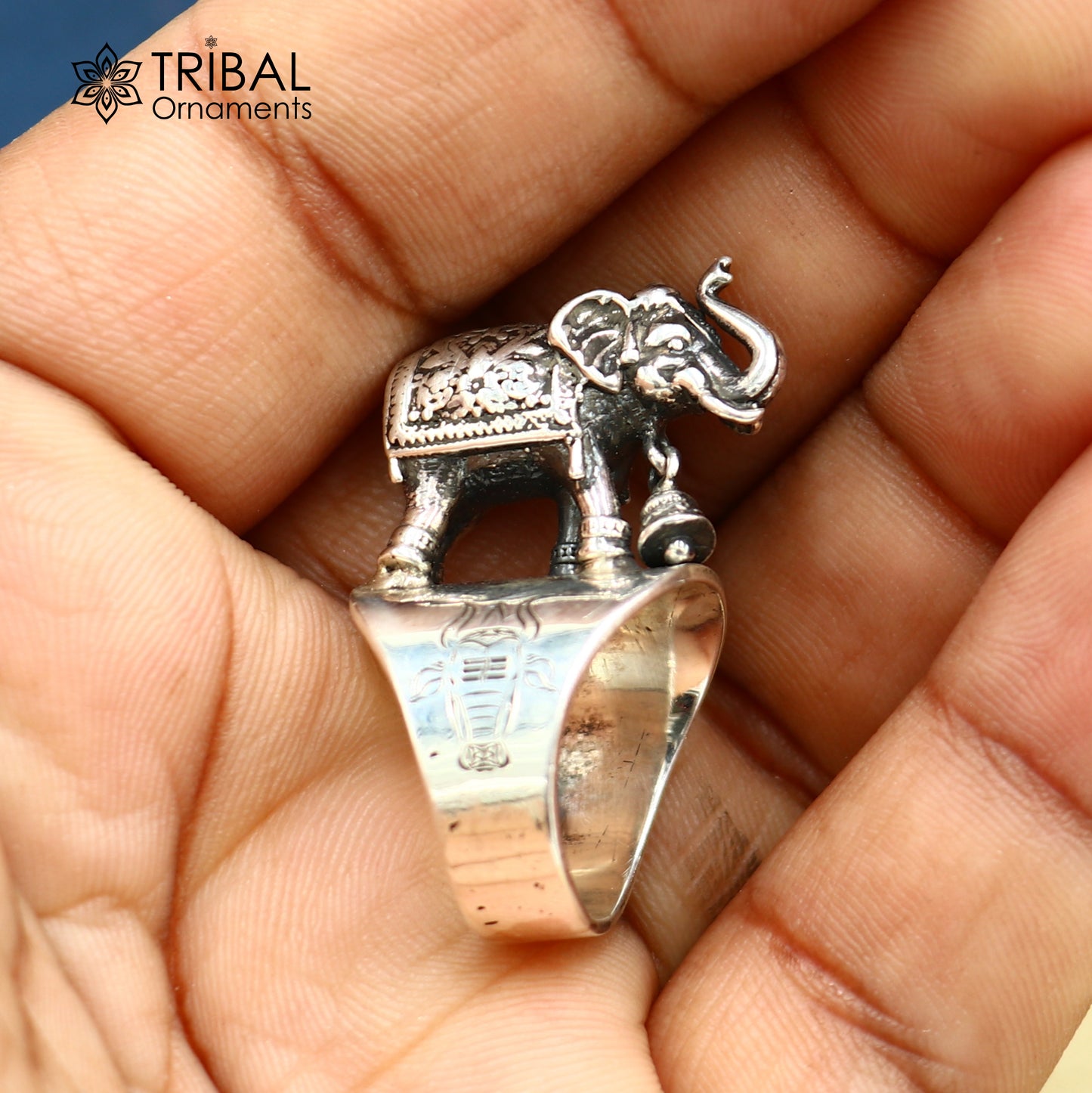 925 sterling silver stylish elephant design adjustable ring unisex Jewelry sr810