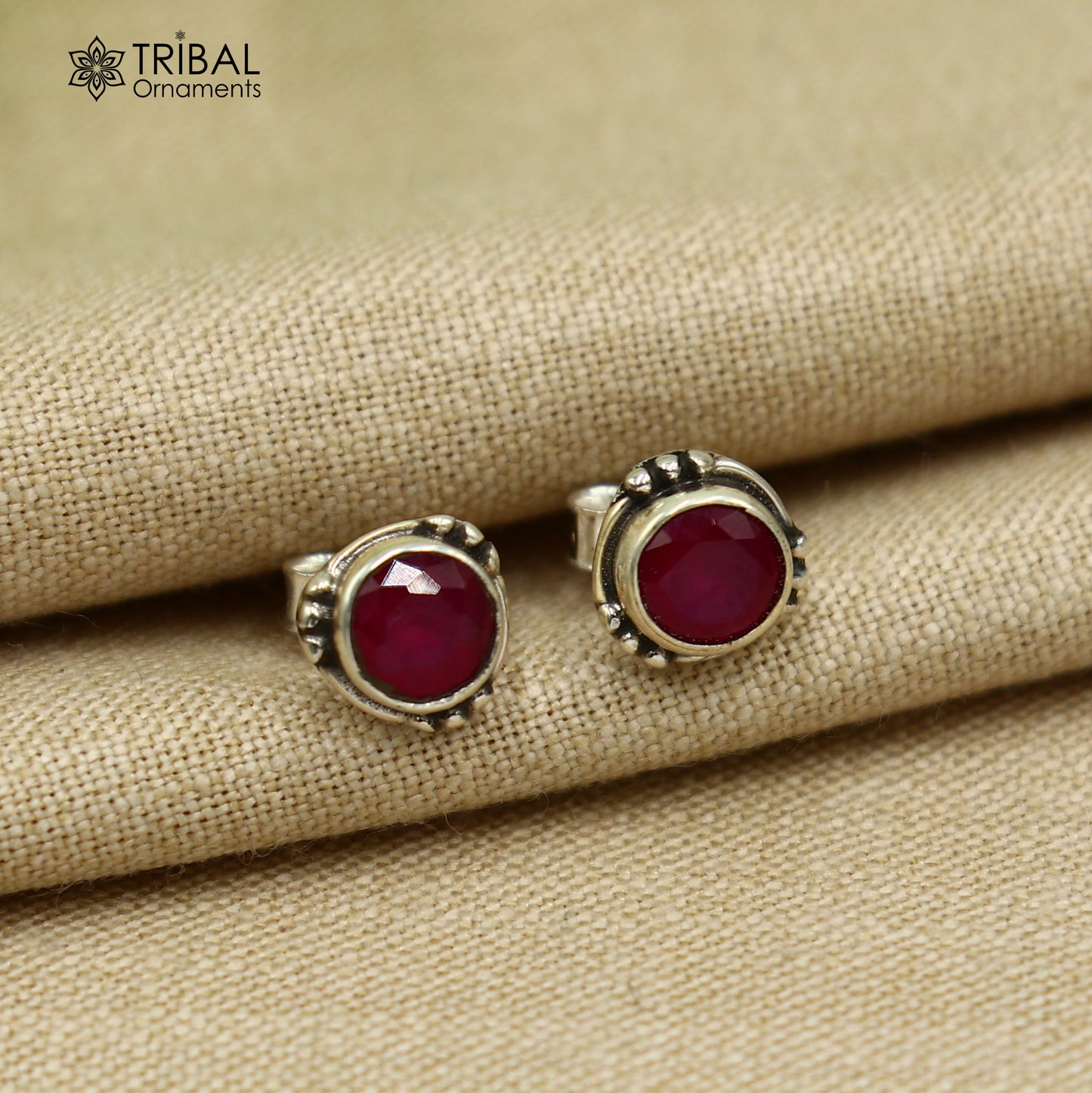 925 sterling silver gorgeous round shape ruby stone stud earring best unisex jewelry s1416