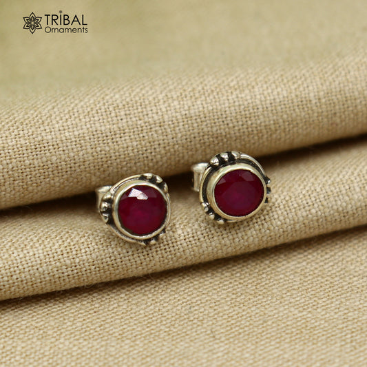 925 sterling silver gorgeous round shape ruby stone stud earring best unisex jewelry s1416