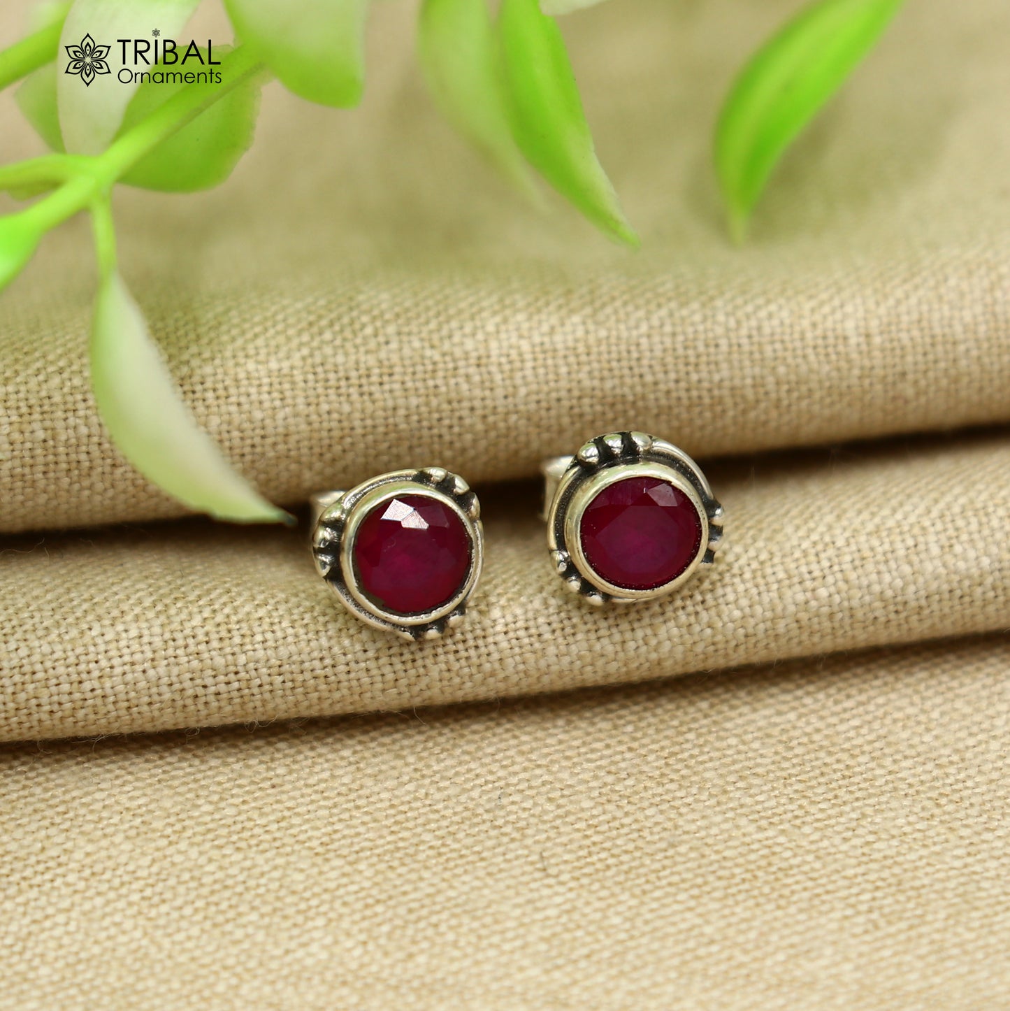 925 sterling silver gorgeous round shape ruby stone stud earring best unisex jewelry s1416
