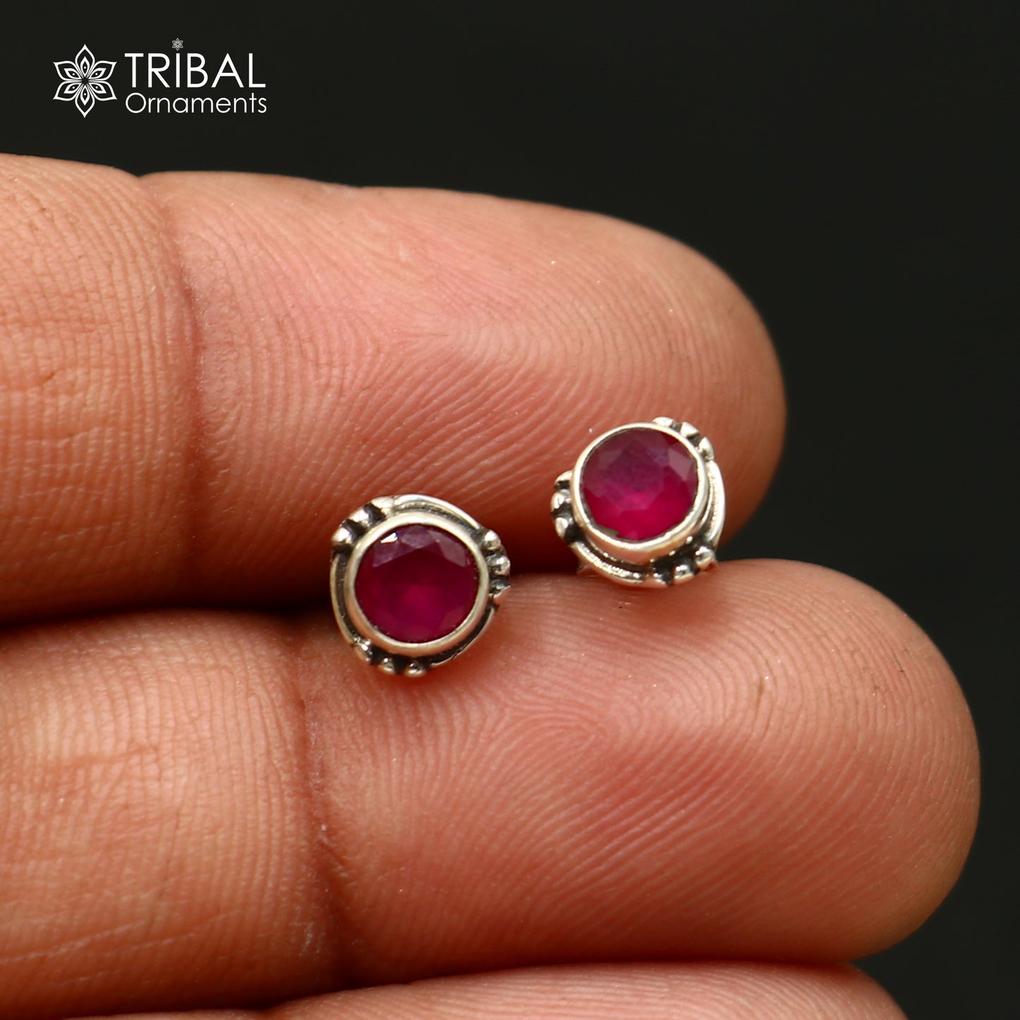 925 sterling silver gorgeous round shape ruby stone stud earring best unisex jewelry s1416