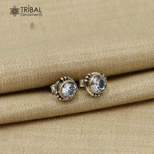 925 sterling silver gorgeous round shape white stone stud earring best unisex jewelry s1417