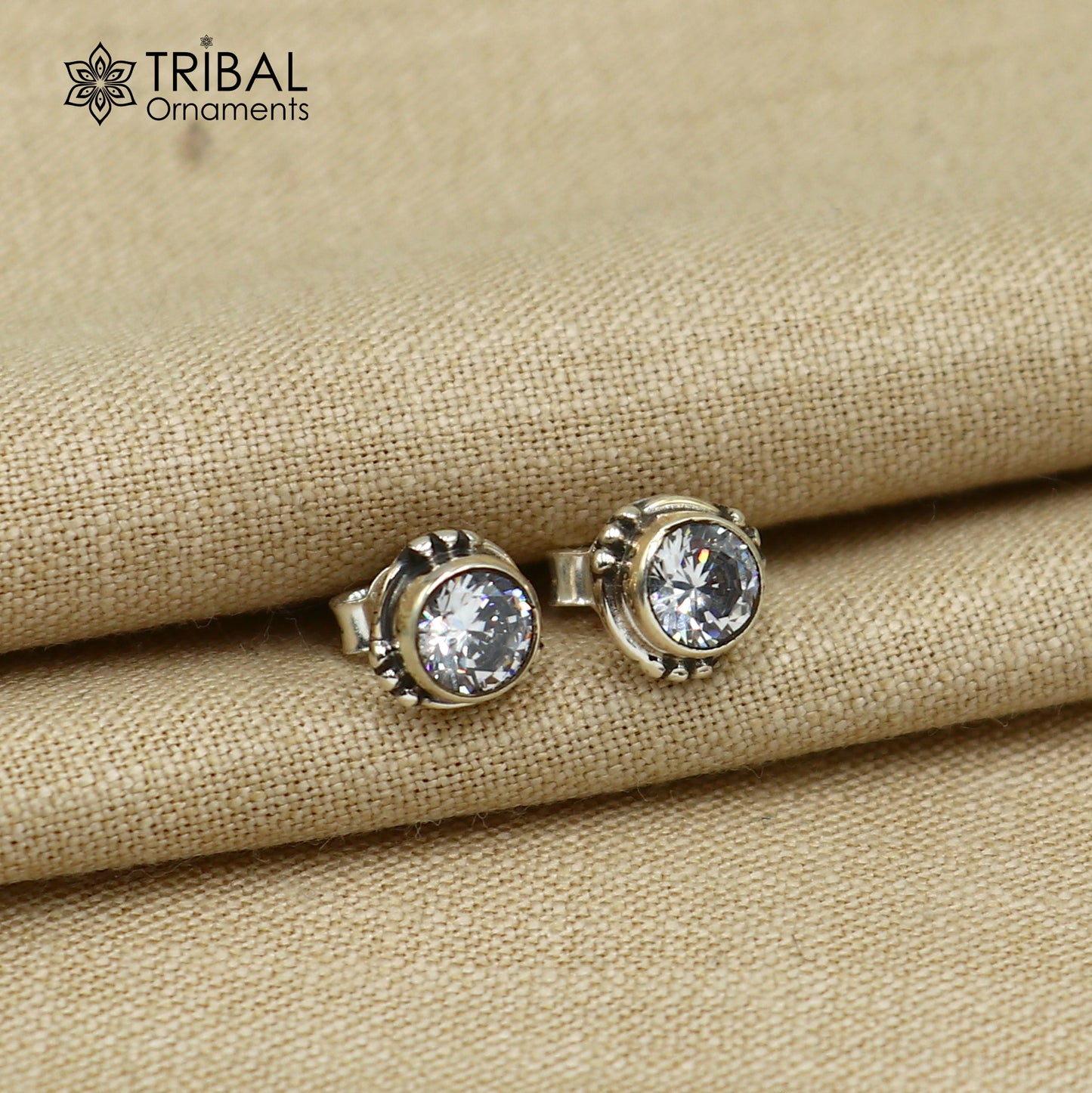 925 sterling silver gorgeous round shape white stone stud earring best unisex jewelry s1417