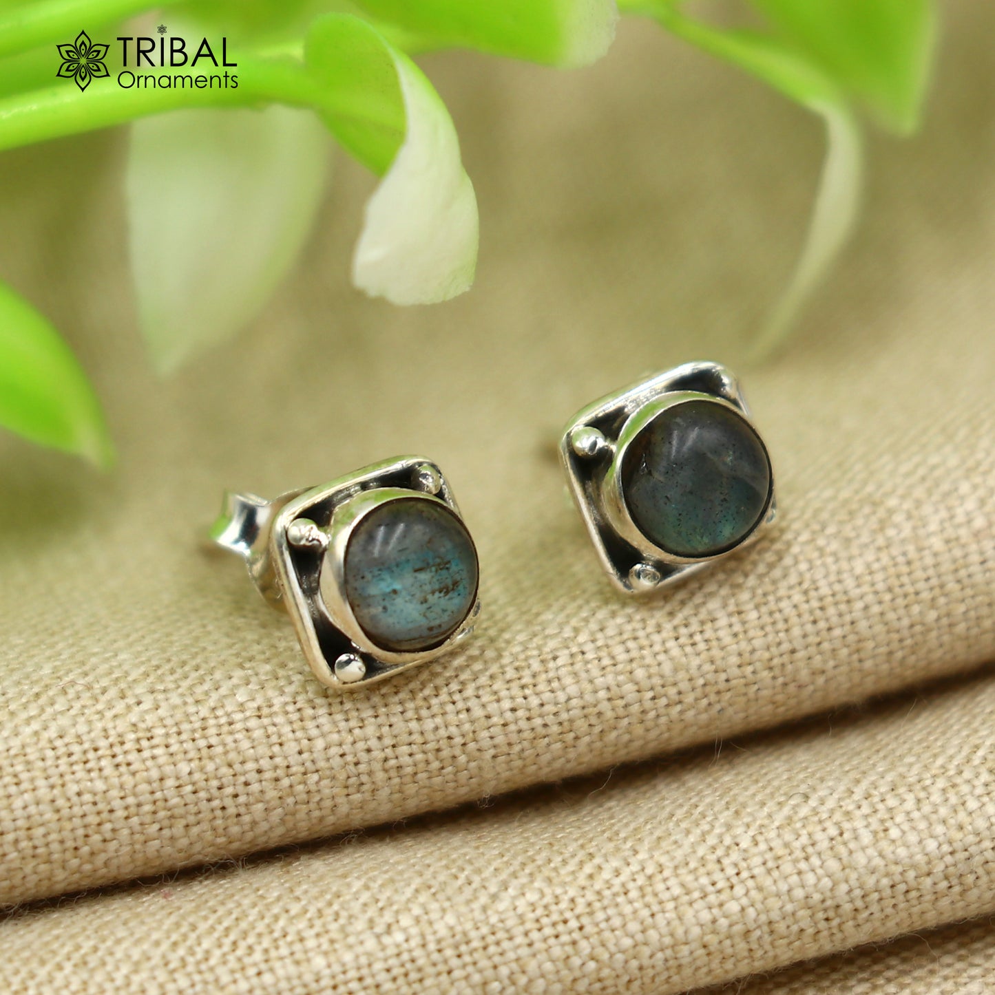 925 sterling silver gorgeous square shape  labradorite stone  stud earring best unisex jewelry s1419