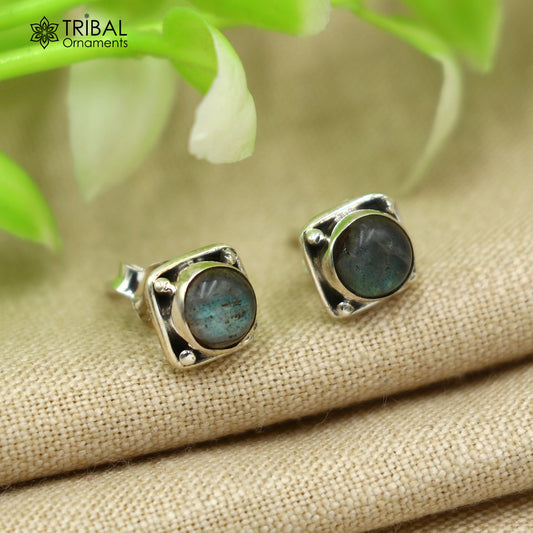 925 sterling silver gorgeous square shape  labradorite stone  stud earring best unisex jewelry s1419