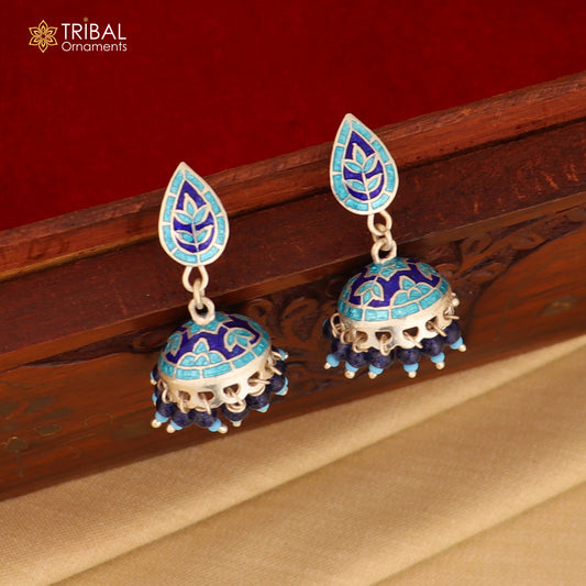 925 sterling silver stylish minakari design jumka earring er247
