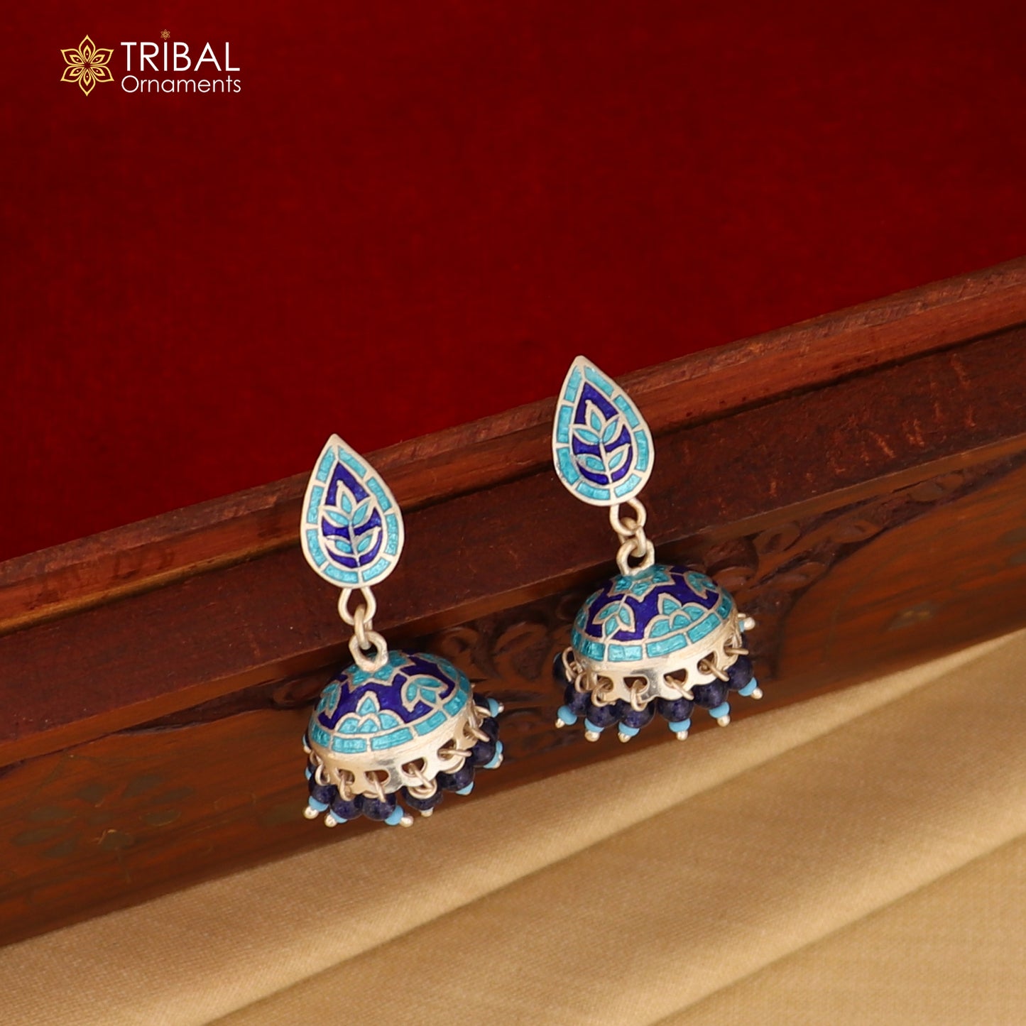 925 sterling silver stylish minakari design jumka earring er247