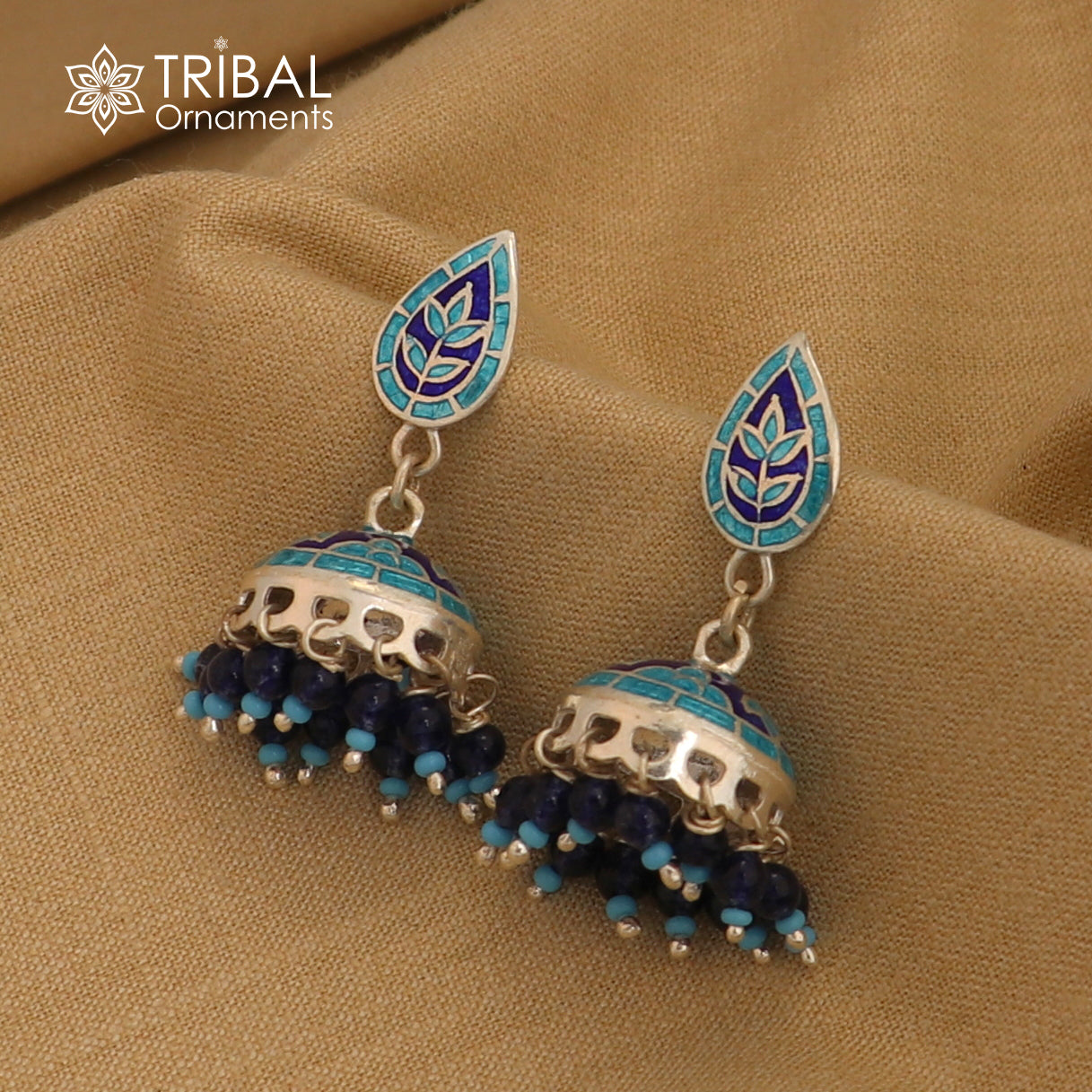 925 sterling silver stylish minakari design jumka earring er247