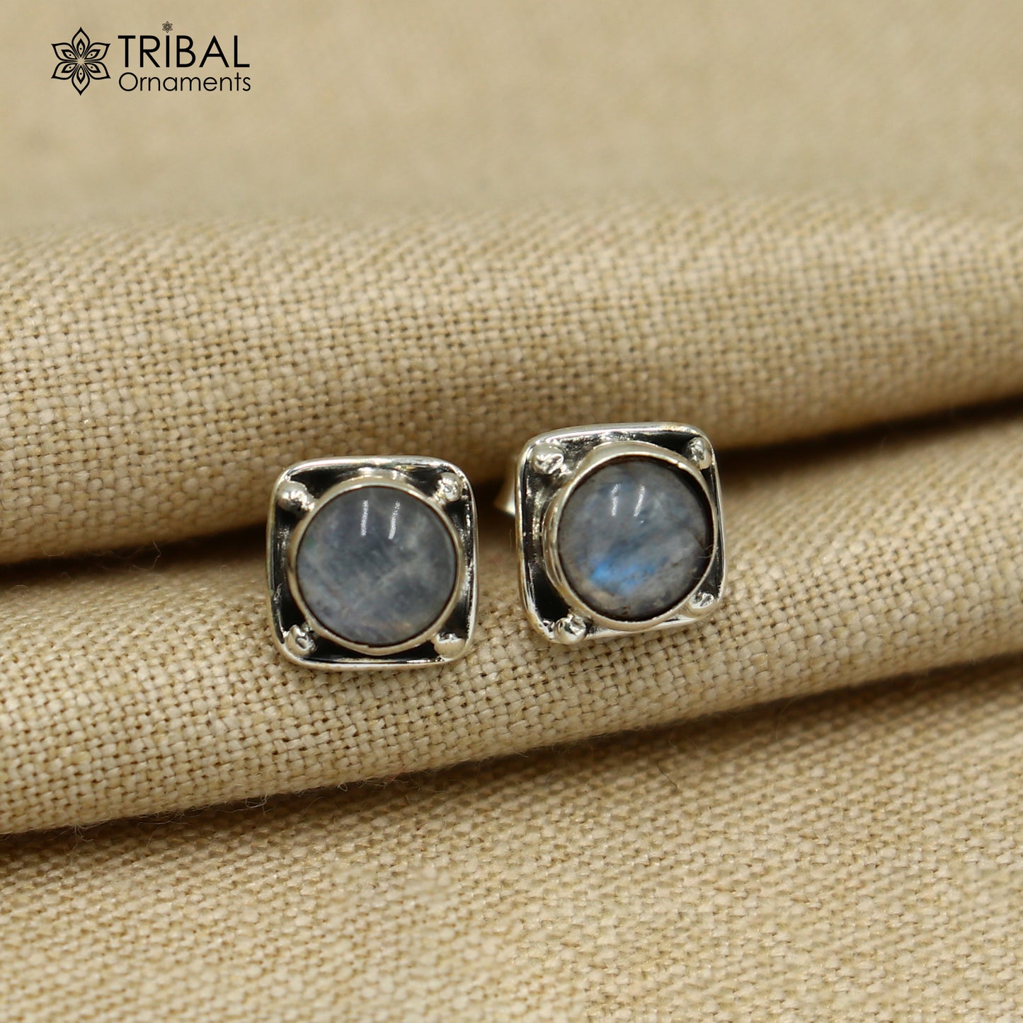 925 sterling silver gorgeous square shape rainbow stone stud earring best unisex jewelry s1420