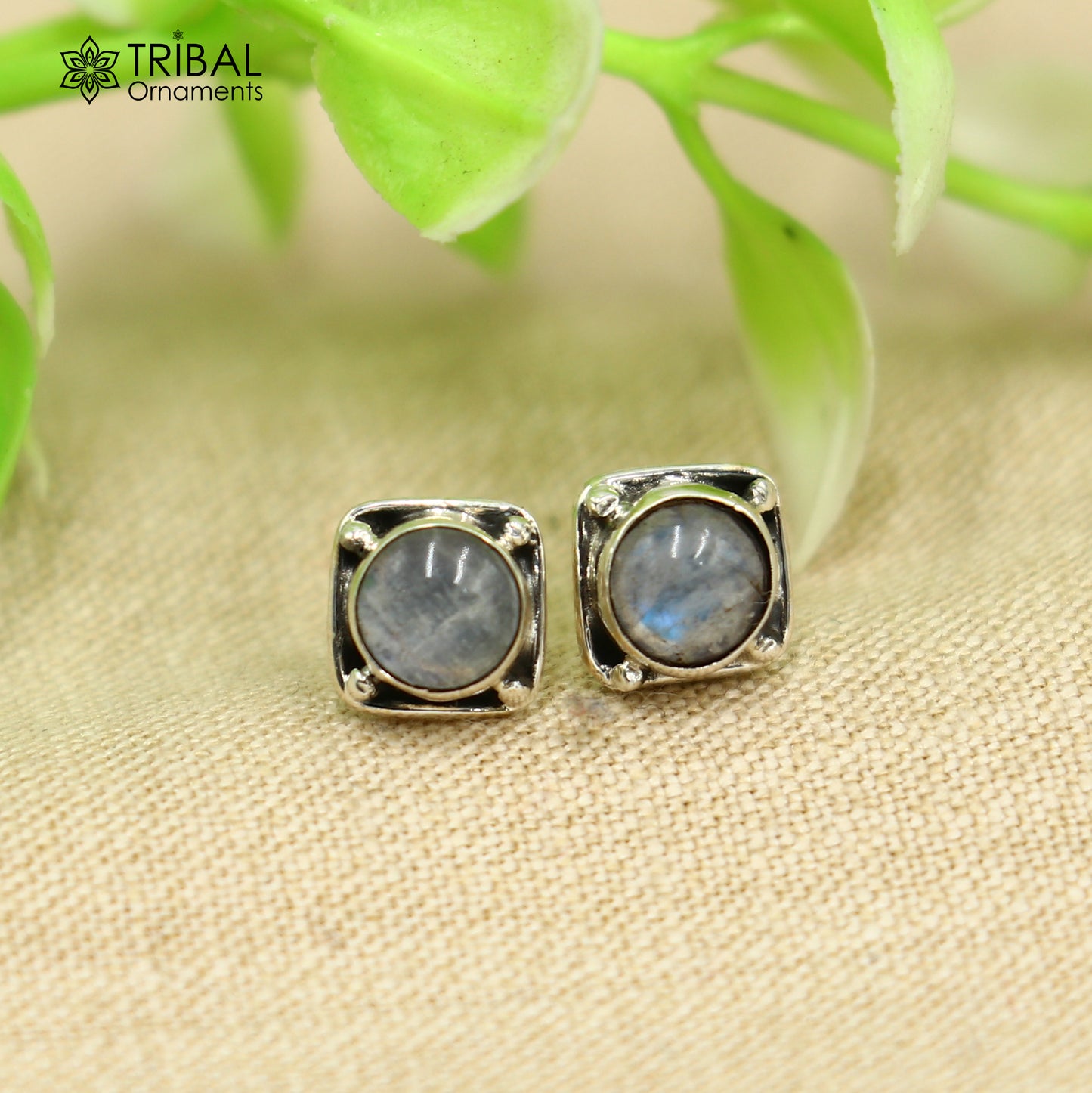 925 sterling silver gorgeous square shape rainbow stone stud earring best unisex jewelry s1420