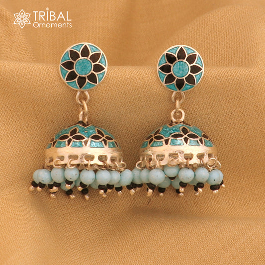 925 sterling silver stylish minakari design jumka earring er249