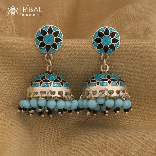 925 sterling silver stylish minakari design jumka earring er249