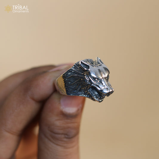 925 sterling silver lion face design ring  men's Jewelry sr768