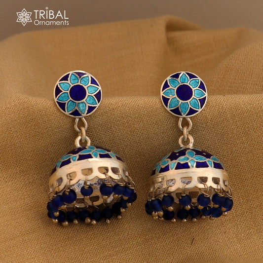 925 sterling silver stylish minakari design jumka earring er250