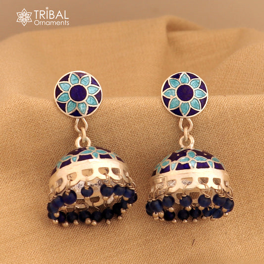 925 sterling silver stylish minakari design jumka earring er250