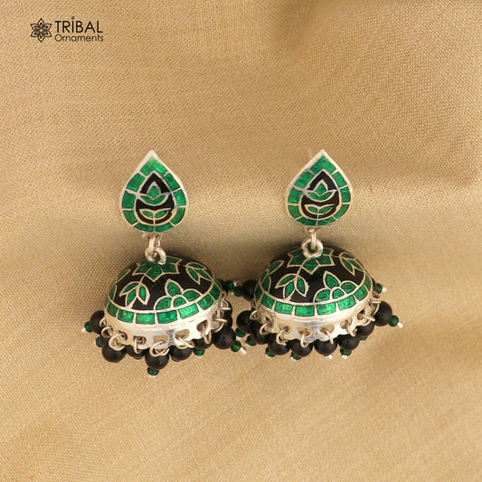 925 sterling silver stylish minakari design jumka earring er251