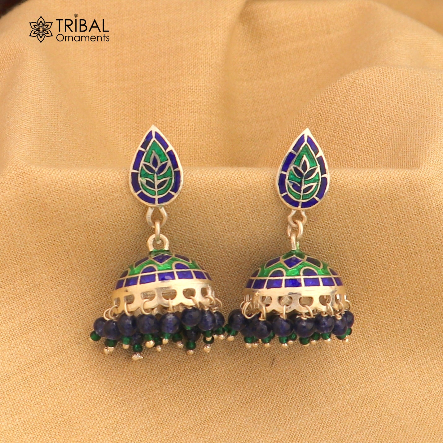 925 sterling silver stylish minakari design jumka earring er252