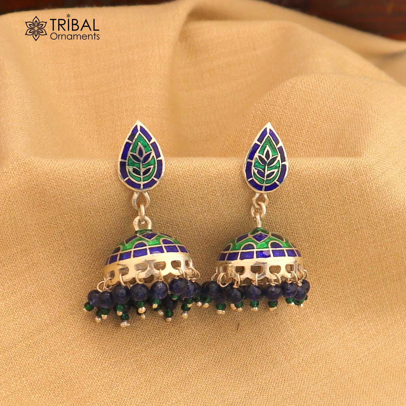 925 sterling silver stylish minakari design jumka earring er252