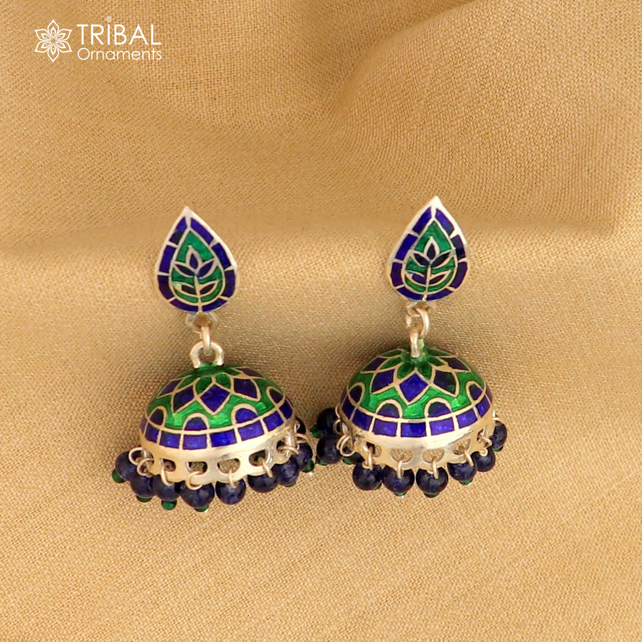 925 sterling silver stylish minakari design jumka earring er252