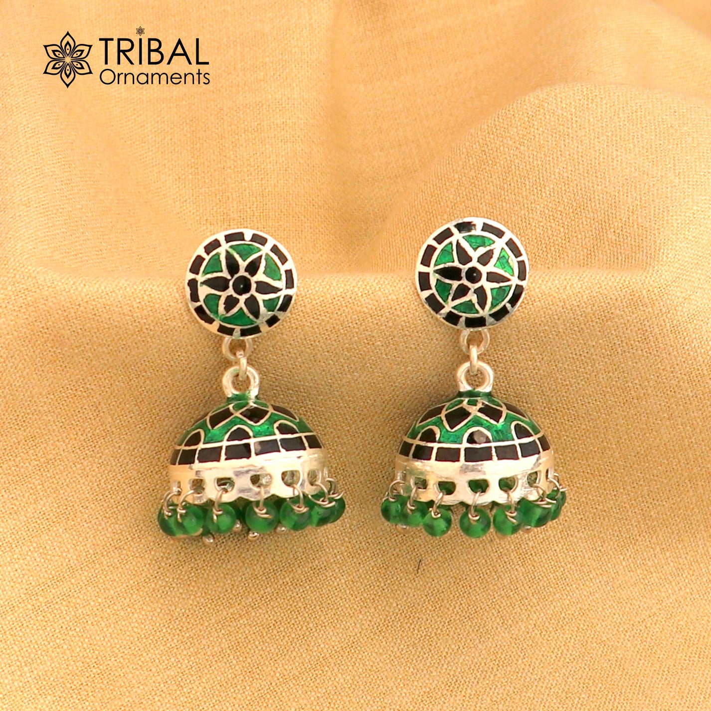 925 sterling silver stylish minakari design jumka earring er253