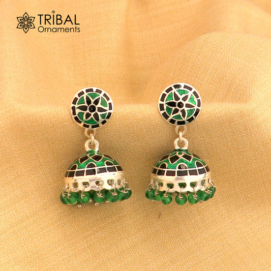 925 sterling silver stylish minakari design jumka earring er253