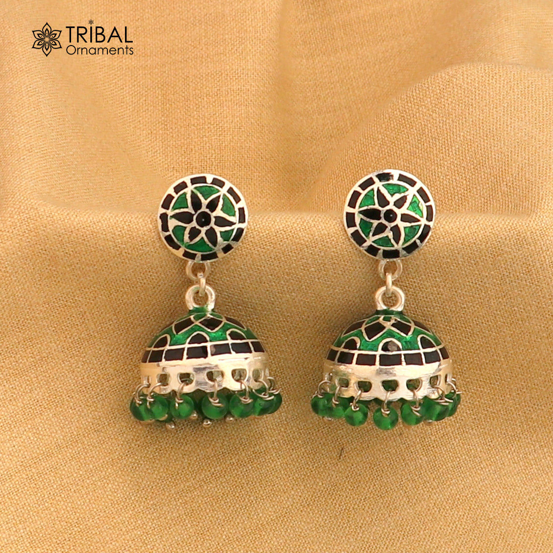 925 sterling silver stylish minakari design jumka earring er253