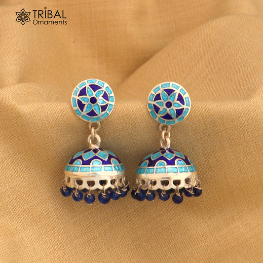925 sterling silver stylish minakari design jumka earring er256