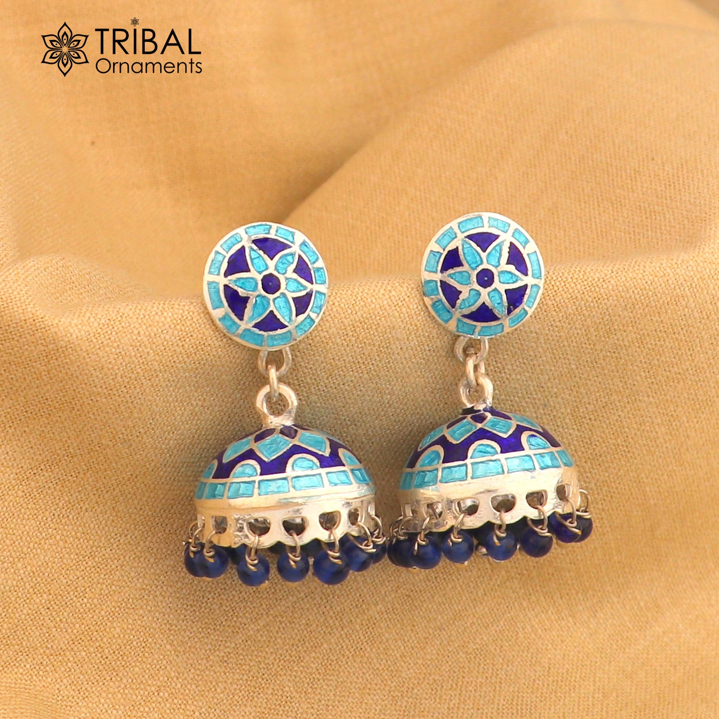 925 sterling silver stylish minakari design jumka earring er256
